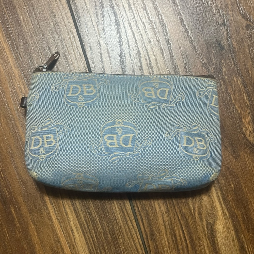 Dooney & Bourke Blue Donegal Crest Leather Canvas Makeup Bag